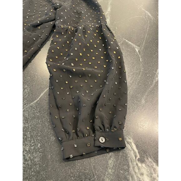 Dress Barn Black blouse with metallic accents LG - Picture 6 of 10